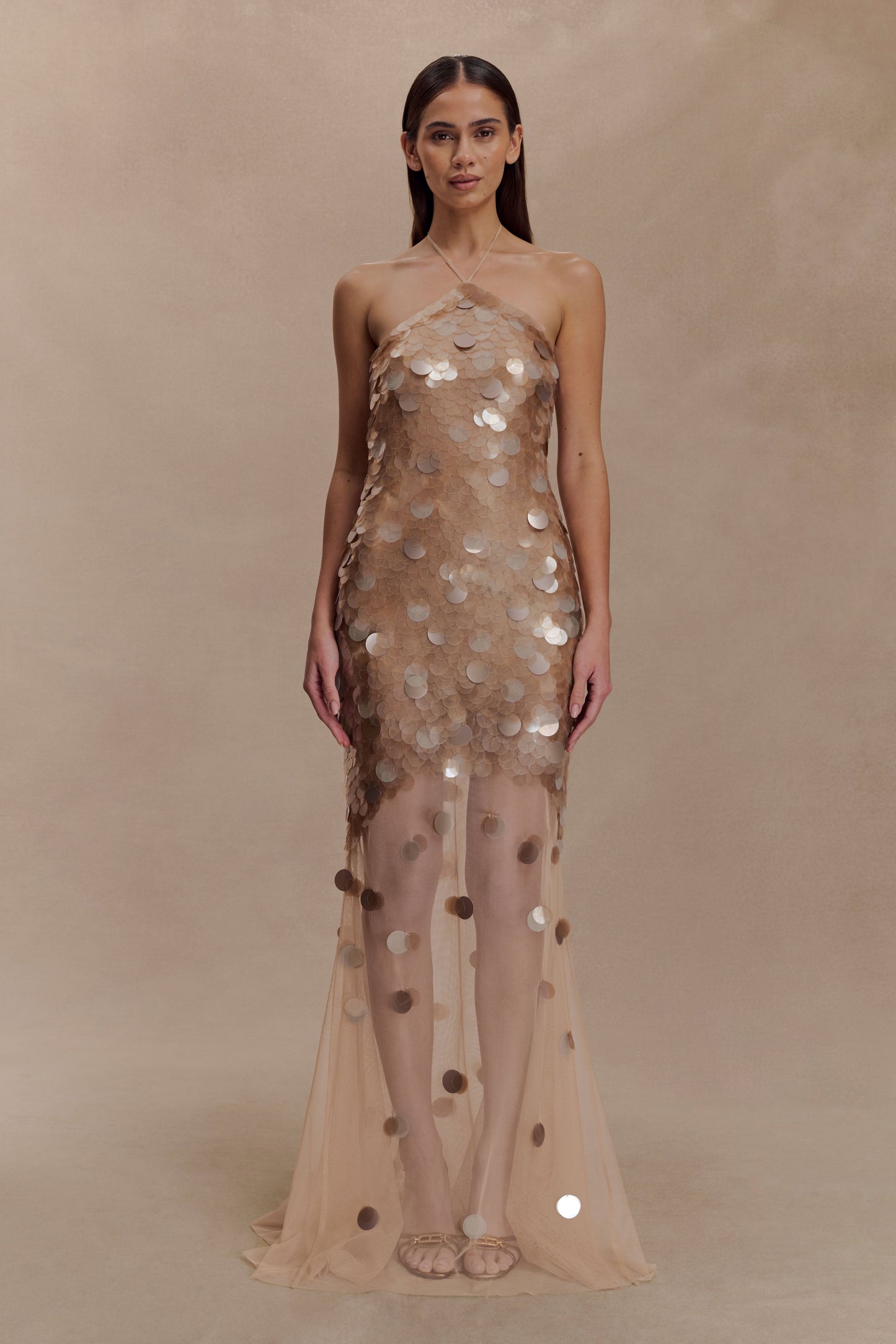 Jenny Hand-Embellished Gold Maxi Dress Gold 6