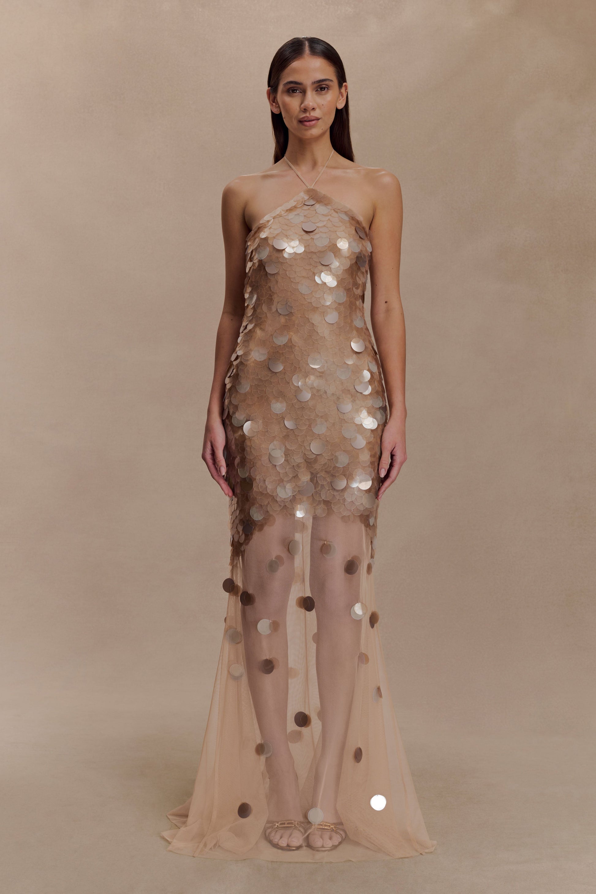 Jenny Hand-Embellished Gold Maxi Dress Gold 6