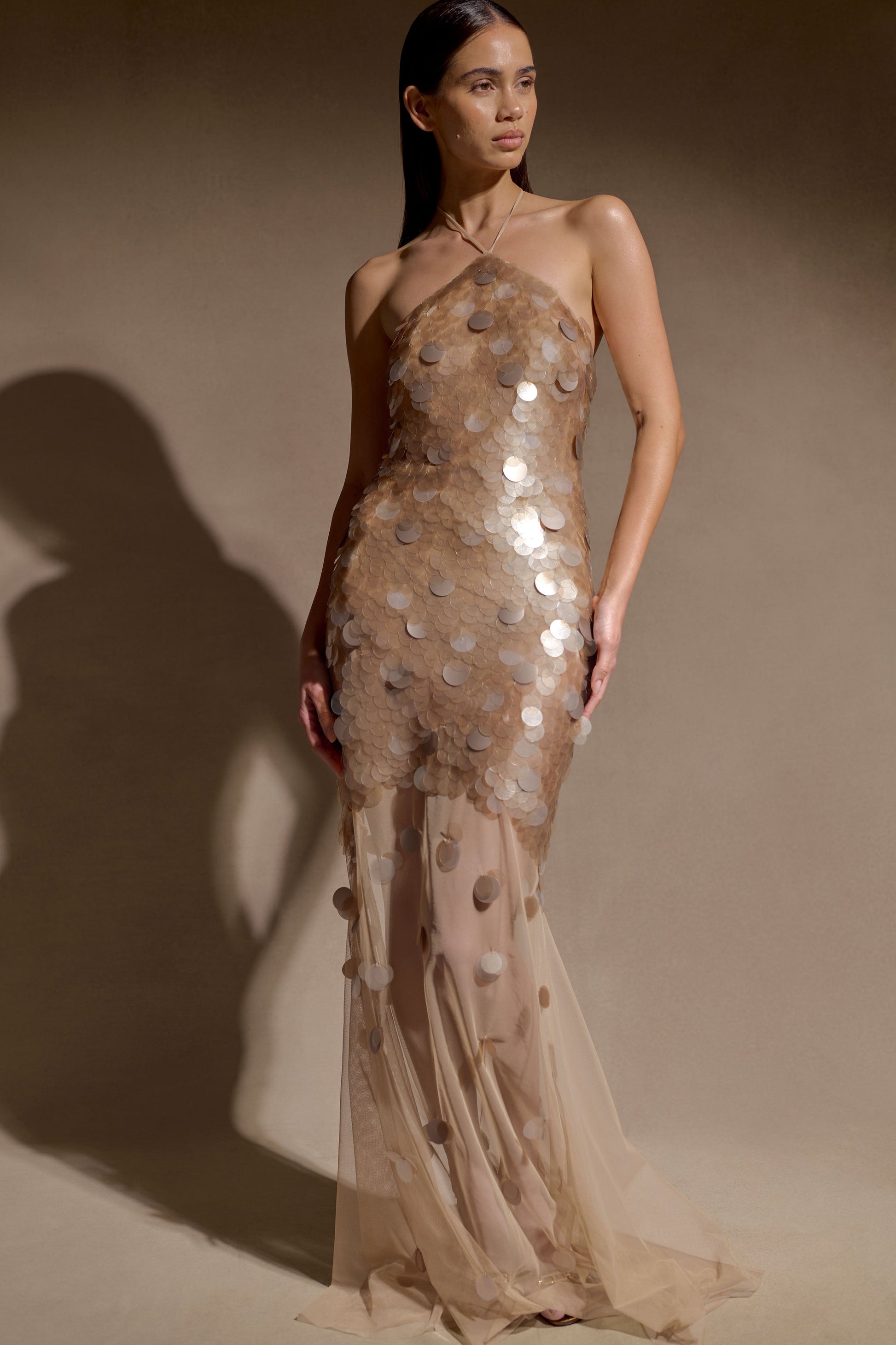 Jenny Hand-Embellished Gold Maxi Dress Gold 4