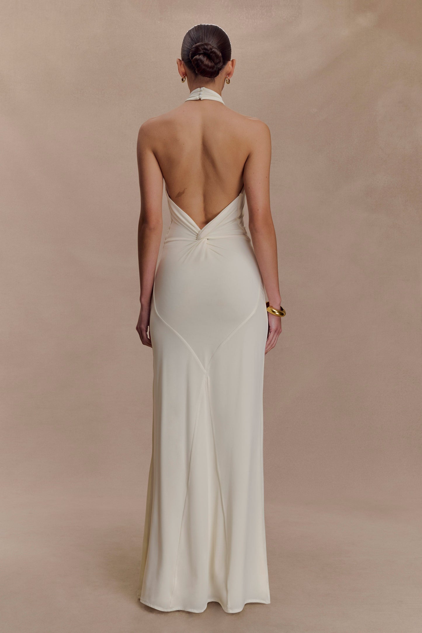 Elyna Slinky Halter Maxi Dress Ivory 2