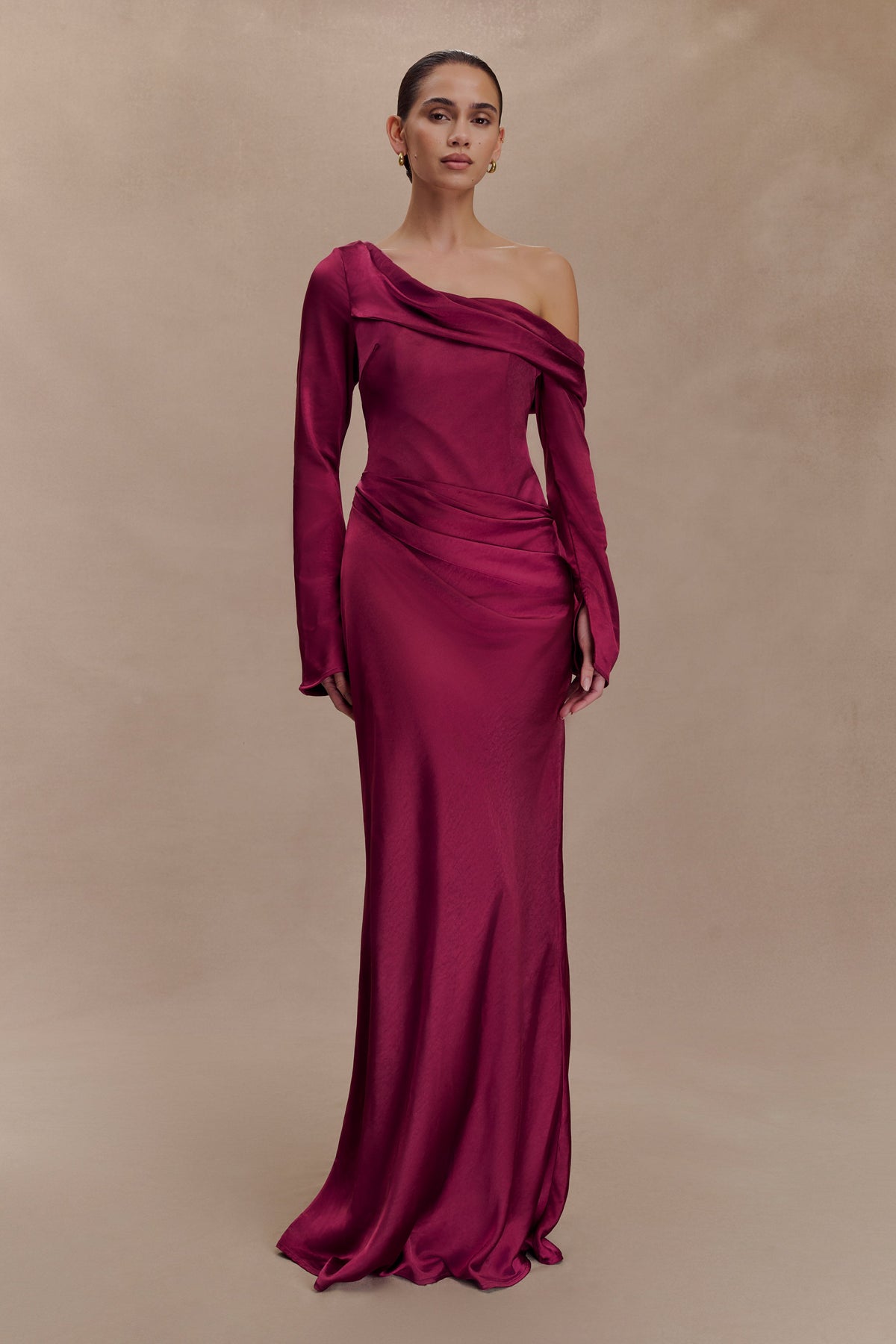 Iris Satin Maxi Dress in Black Mahogany 7