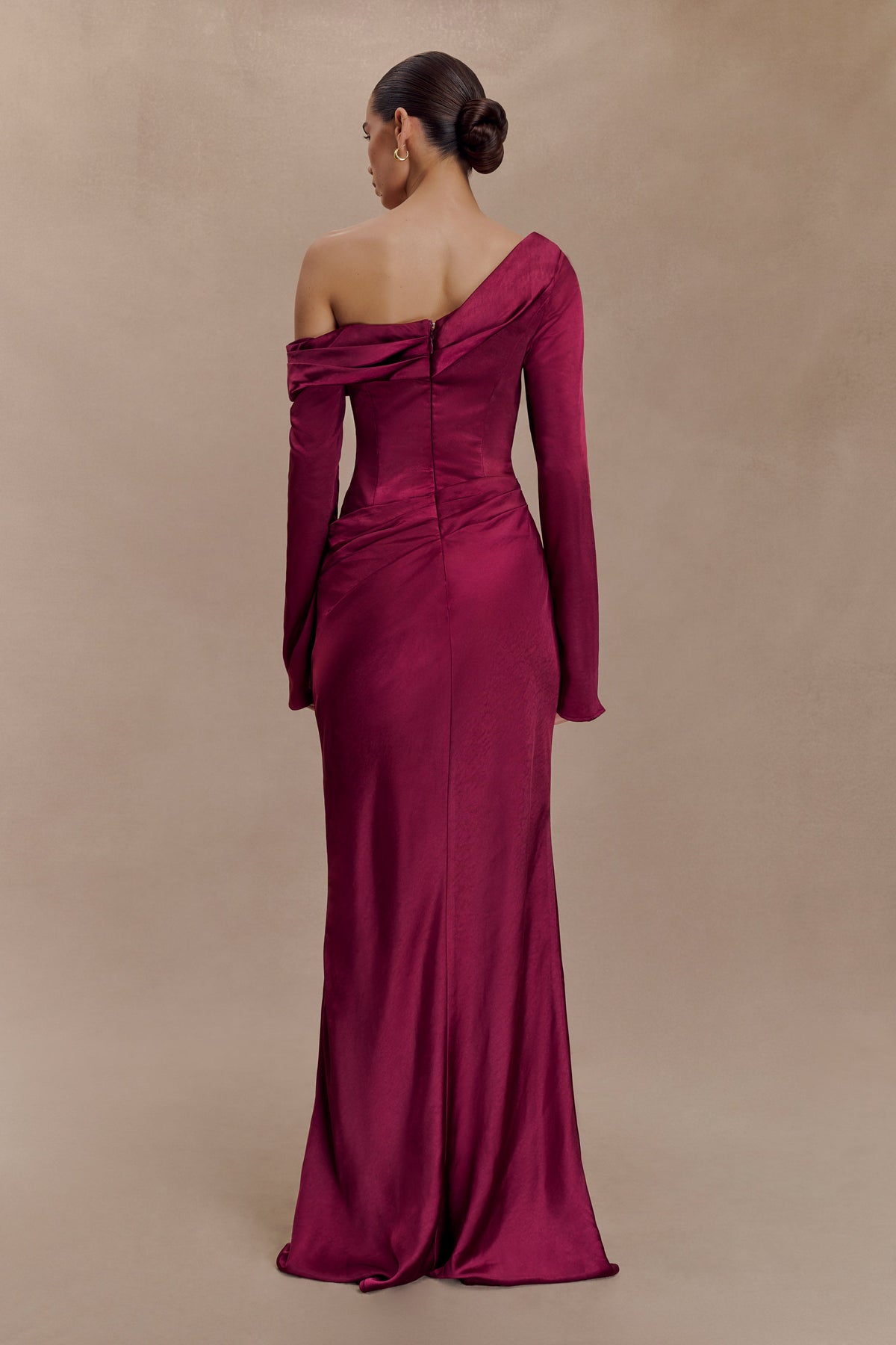 Iris Satin Maxi Dress in Black Mahogany 2