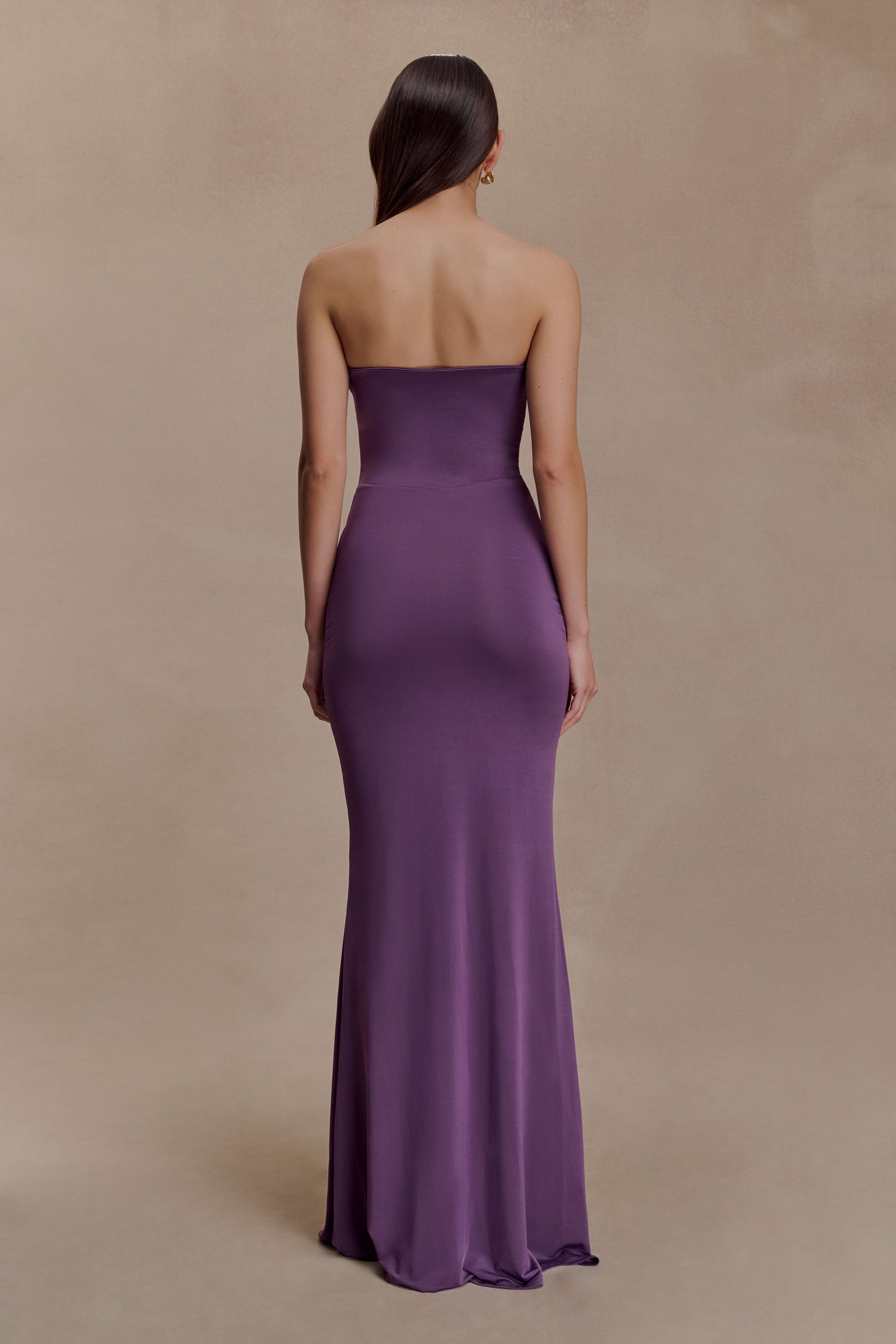 Madison Slinky Strapless Maxi Dress in Chocolate Chocolate 7