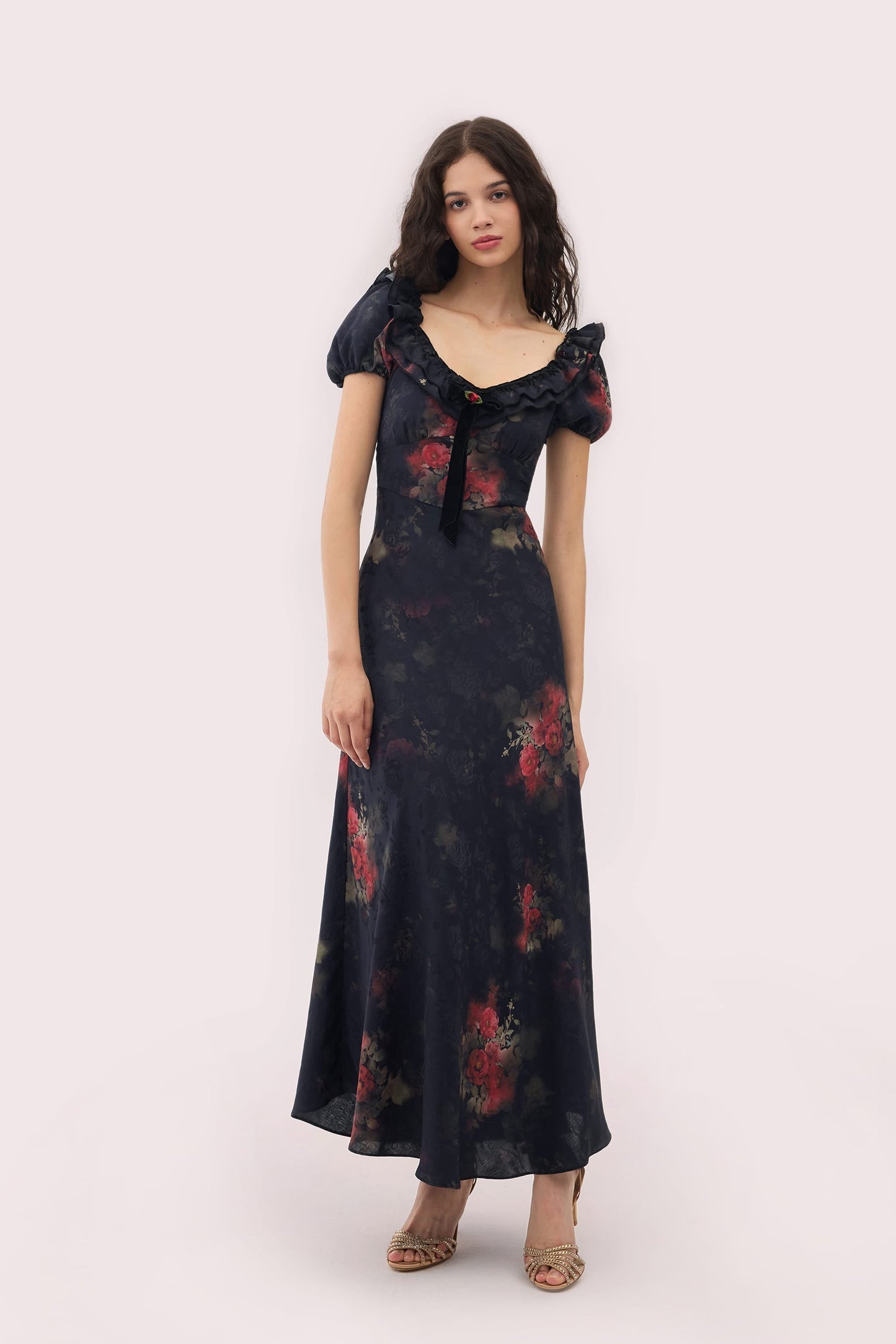 Catherine Jacquard Satin Maxi Dress Black 4
