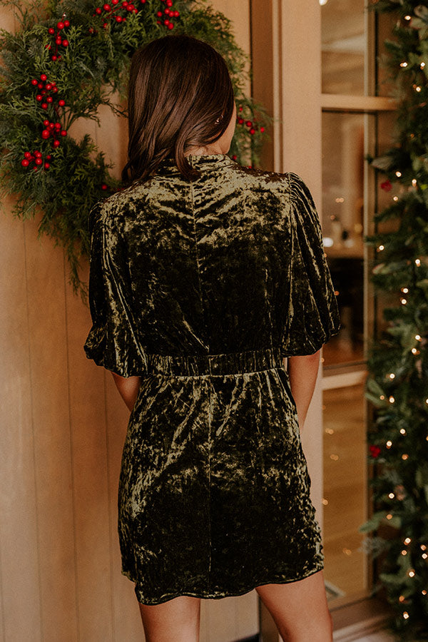 Entrance Velvet Mini Dress olive 5