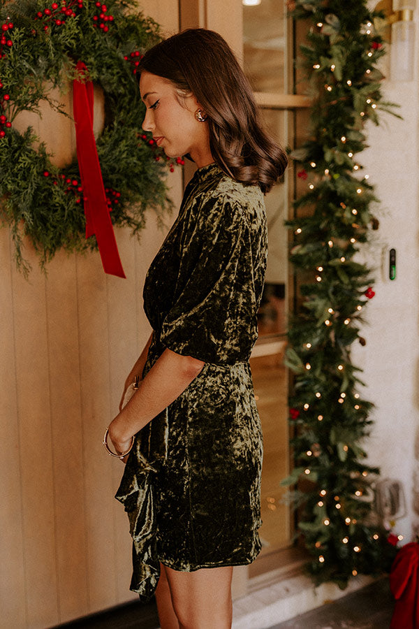 Entrance Velvet Mini Dress olive 6