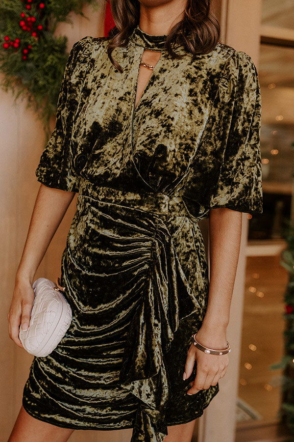 Entrance Velvet Mini Dress olive 4