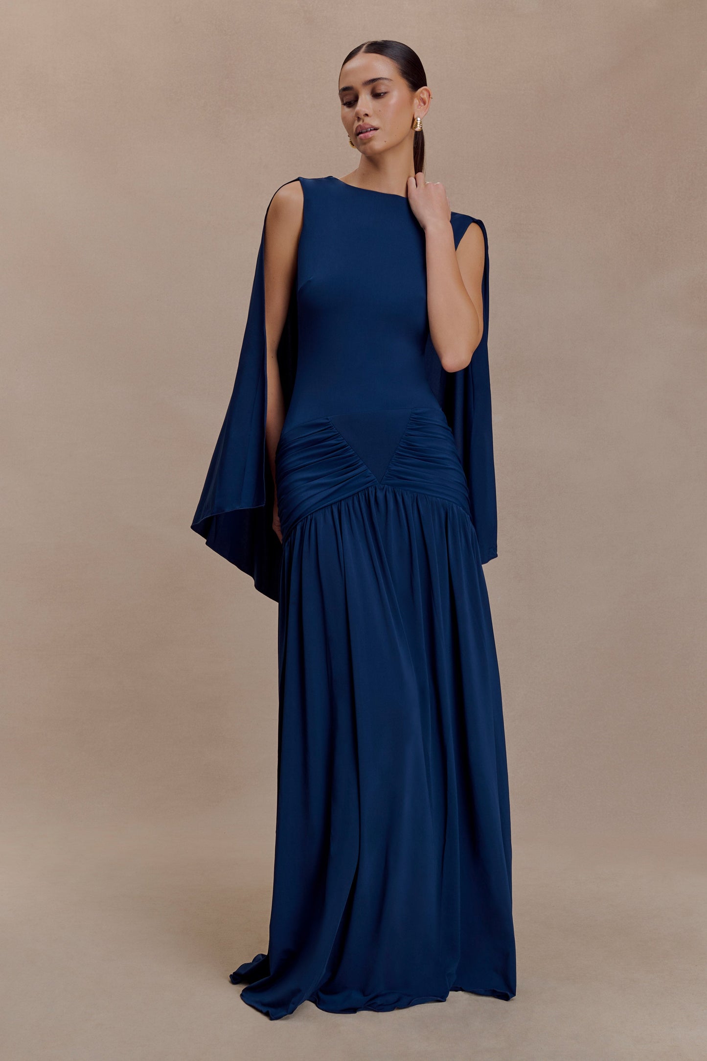 Emory Jersey Cape Maxi Dress in Navy Navy 5