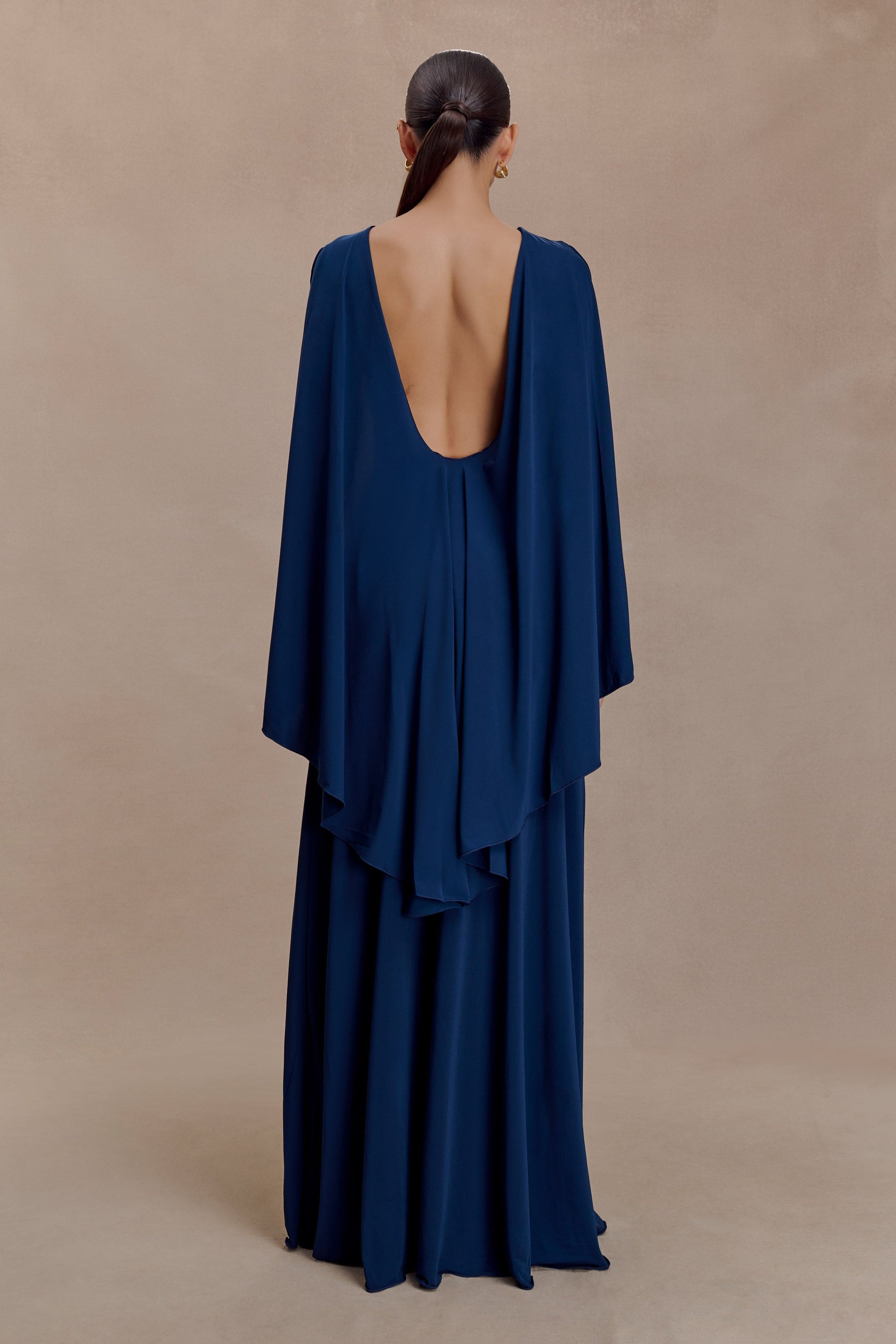 Emory Jersey Cape Maxi Dress in Navy Navy 2