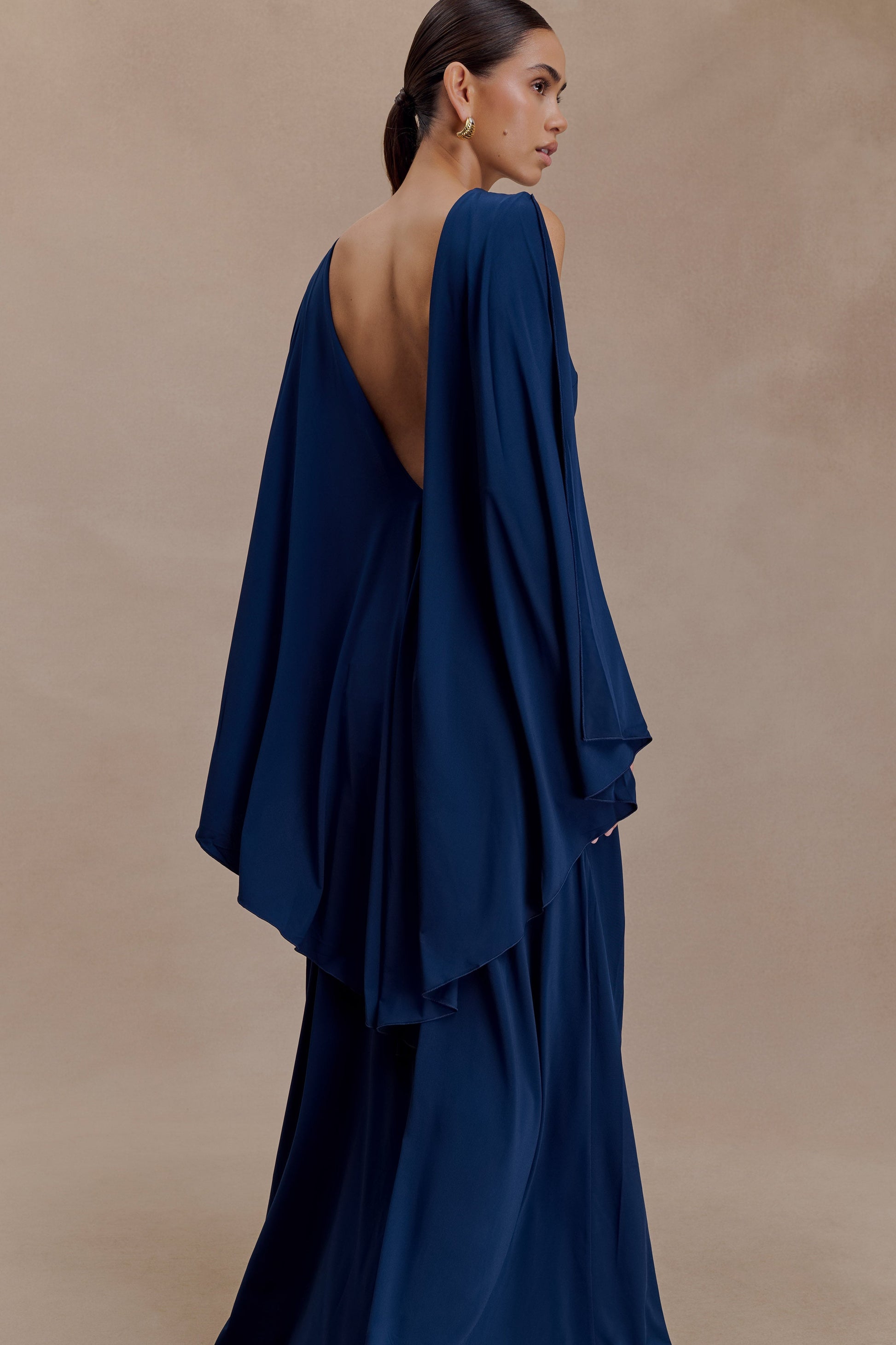 Emory Jersey Cape Maxi Dress in Navy Navy 3