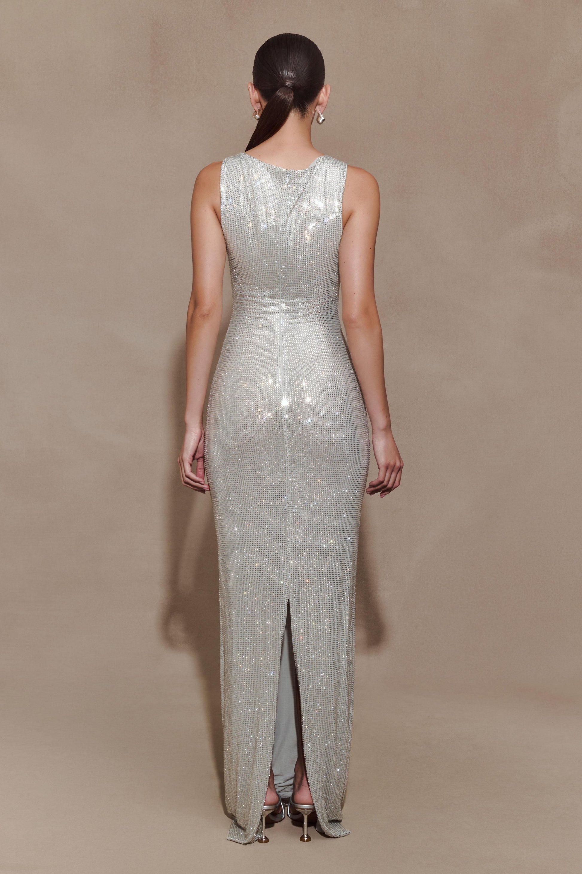 Magnolia Diamante Sleeveless Maxi Dress in Chocolate Chocolate 12