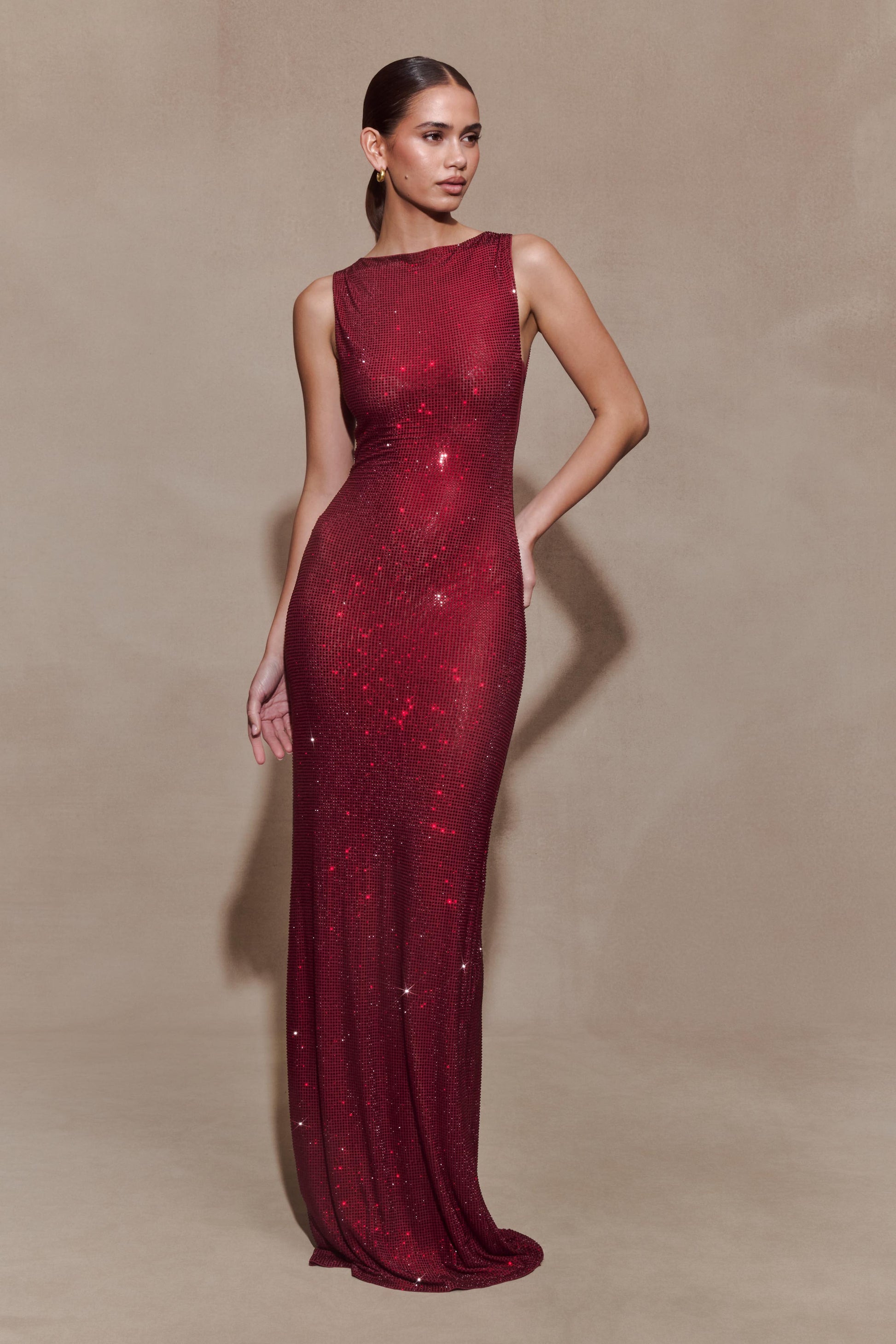 Magnolia Diamante Sleeveless Maxi Dress in Chocolate Chocolate 8