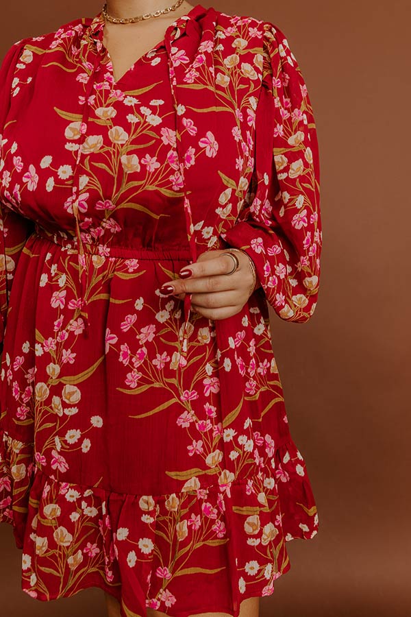 Valentina Floral Mini Dress in Red Red Curves 3