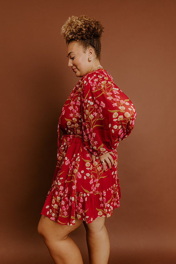 Valentina Floral Mini Dress in Red Red Curves 4