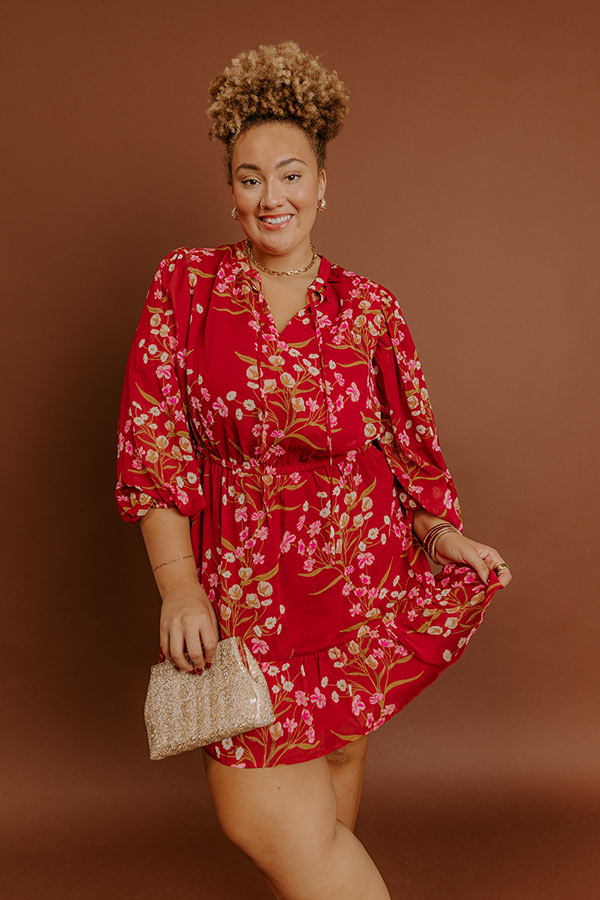 Valentina Floral Mini Dress in Red Red Curves 2