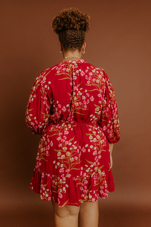 Valentina Floral Mini Dress in Red Red Curves 5