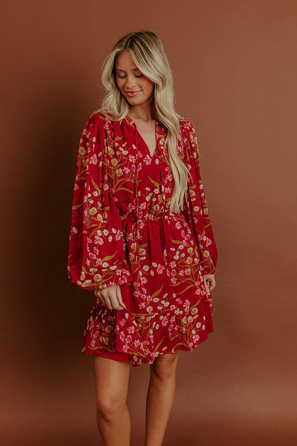 Valentina Floral Mini Dress in Red Red 3