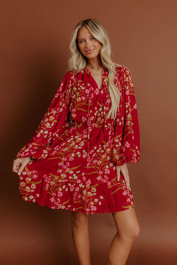 Valentina Floral Mini Dress in Red Red 2