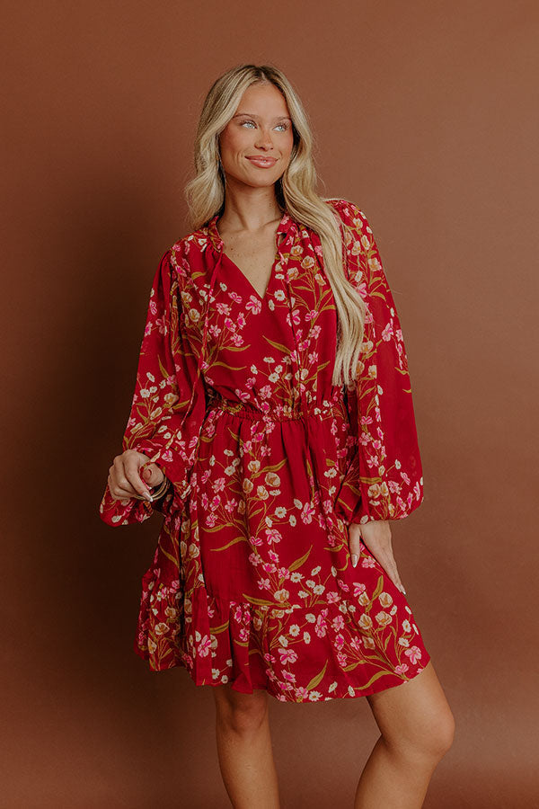 Valentina Floral Mini Dress in Red Red 4