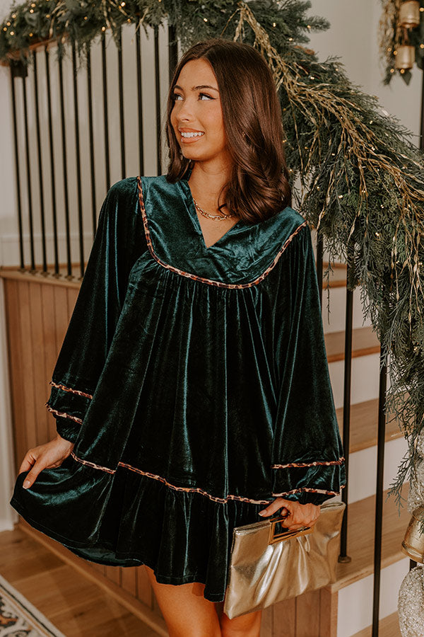 Isadora Velvet Mini Dress in Dark Teal Dark Teal 2