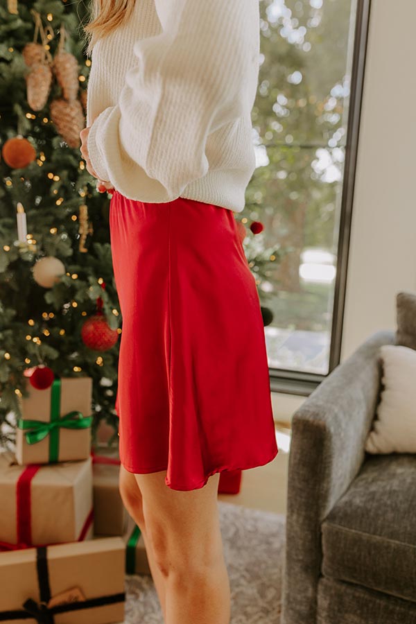 Adelaide Satin Mini Skirt Crimson 3