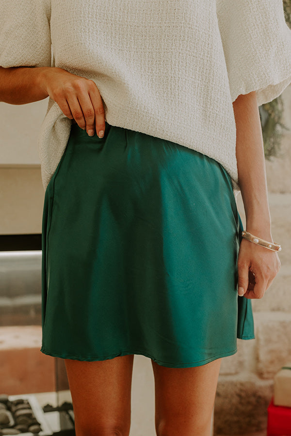 Adelaide Satin Mini Skirt Hunter Green 2