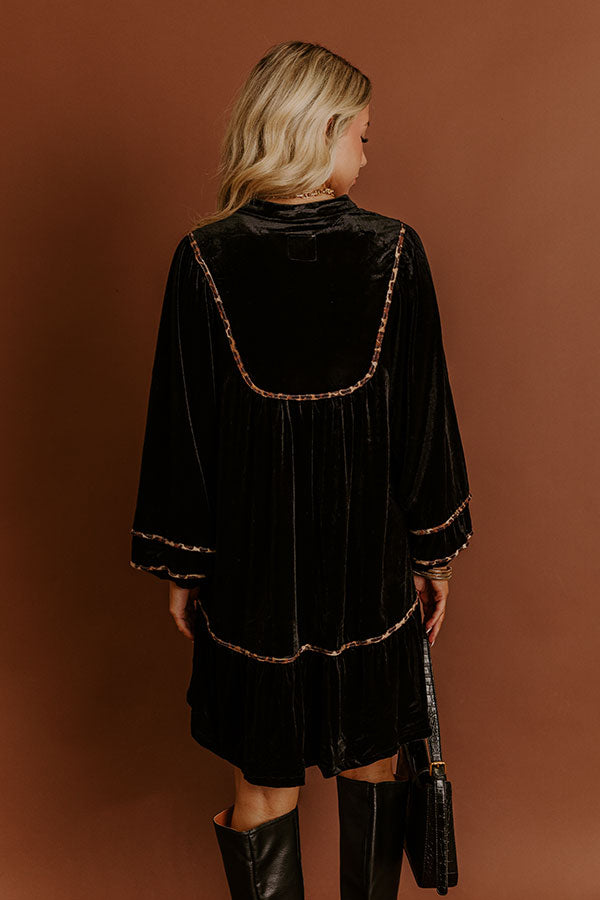 Isadora Velvet Mini Dress in Dark Teal Black 6