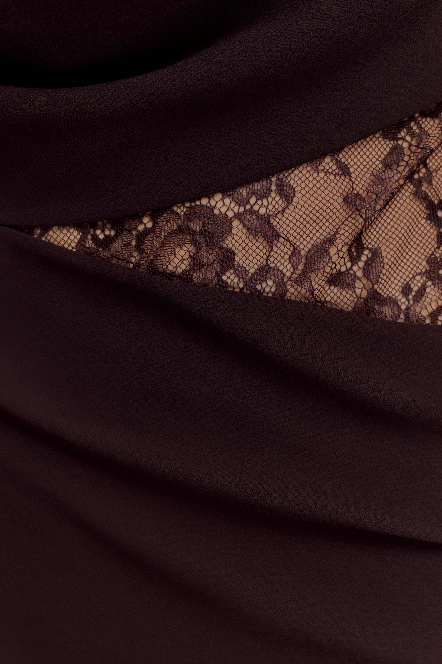 Arra Chiffon & Lace Halter Maxi Dress in Plum Cacao Brown 7