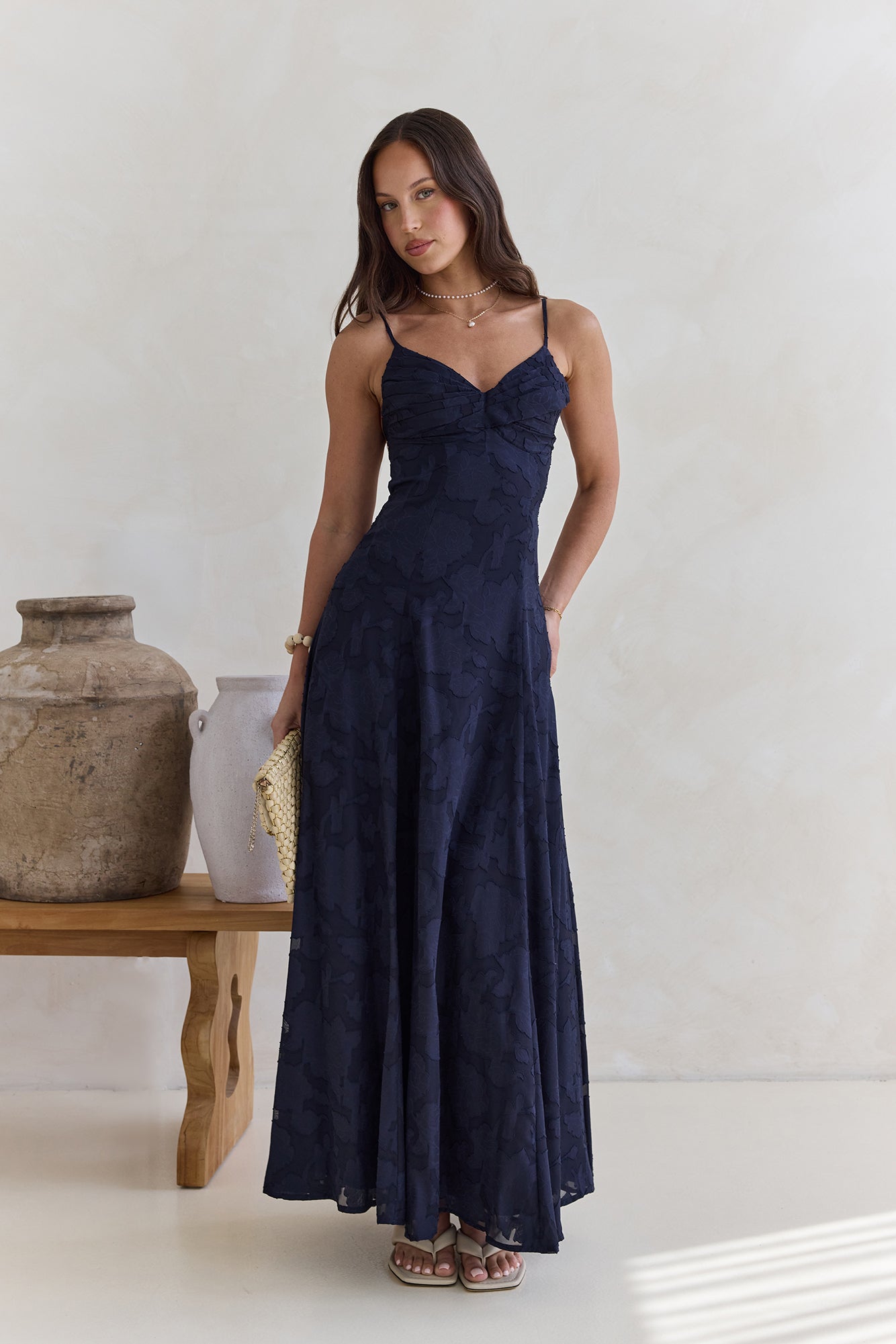 Ophelia Paradise Maxi Dress in Soft Yellow The Skies Maxi Dress Navy 3