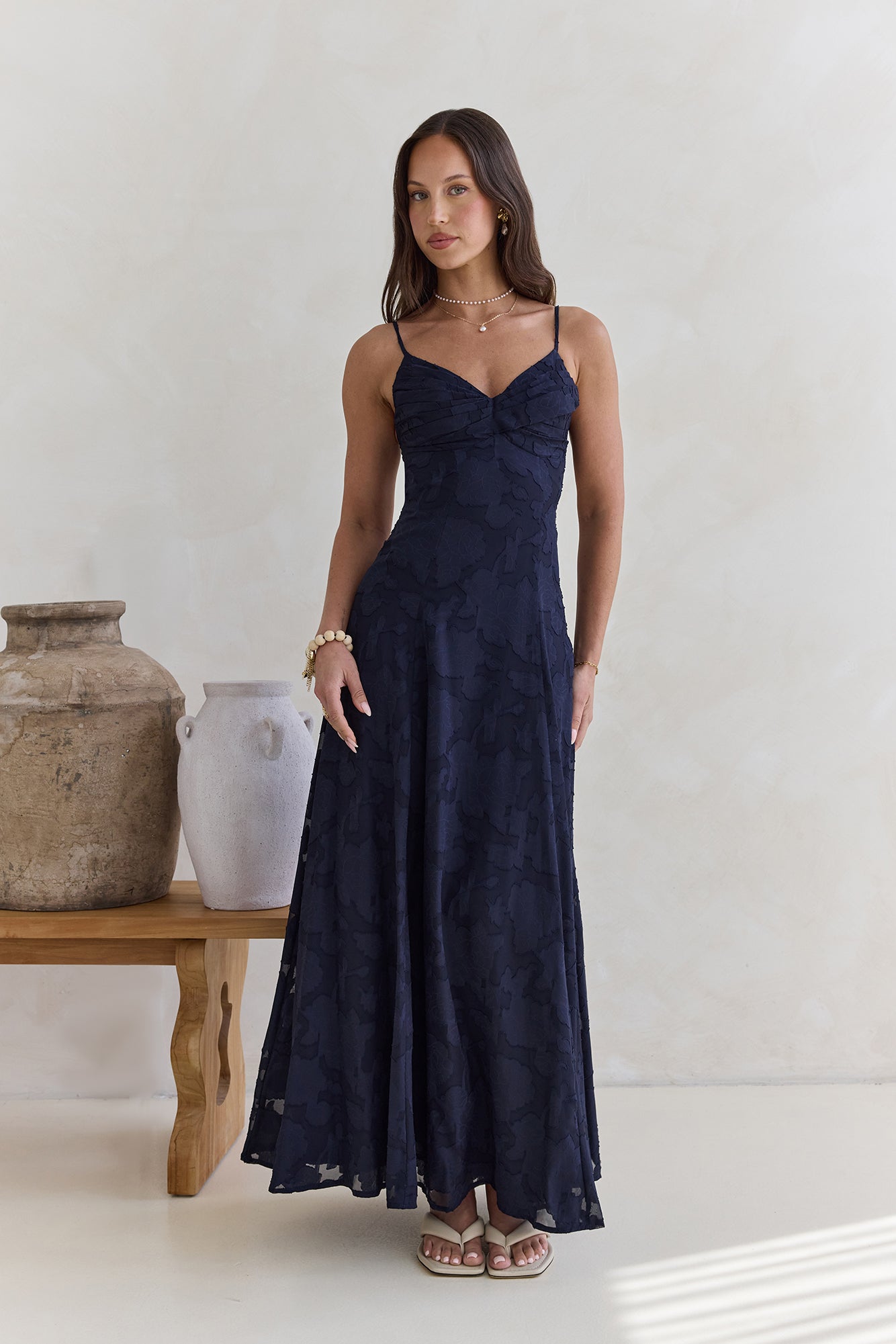 Ophelia Paradise Maxi Dress in Soft Yellow The Skies Maxi Dress Navy 1