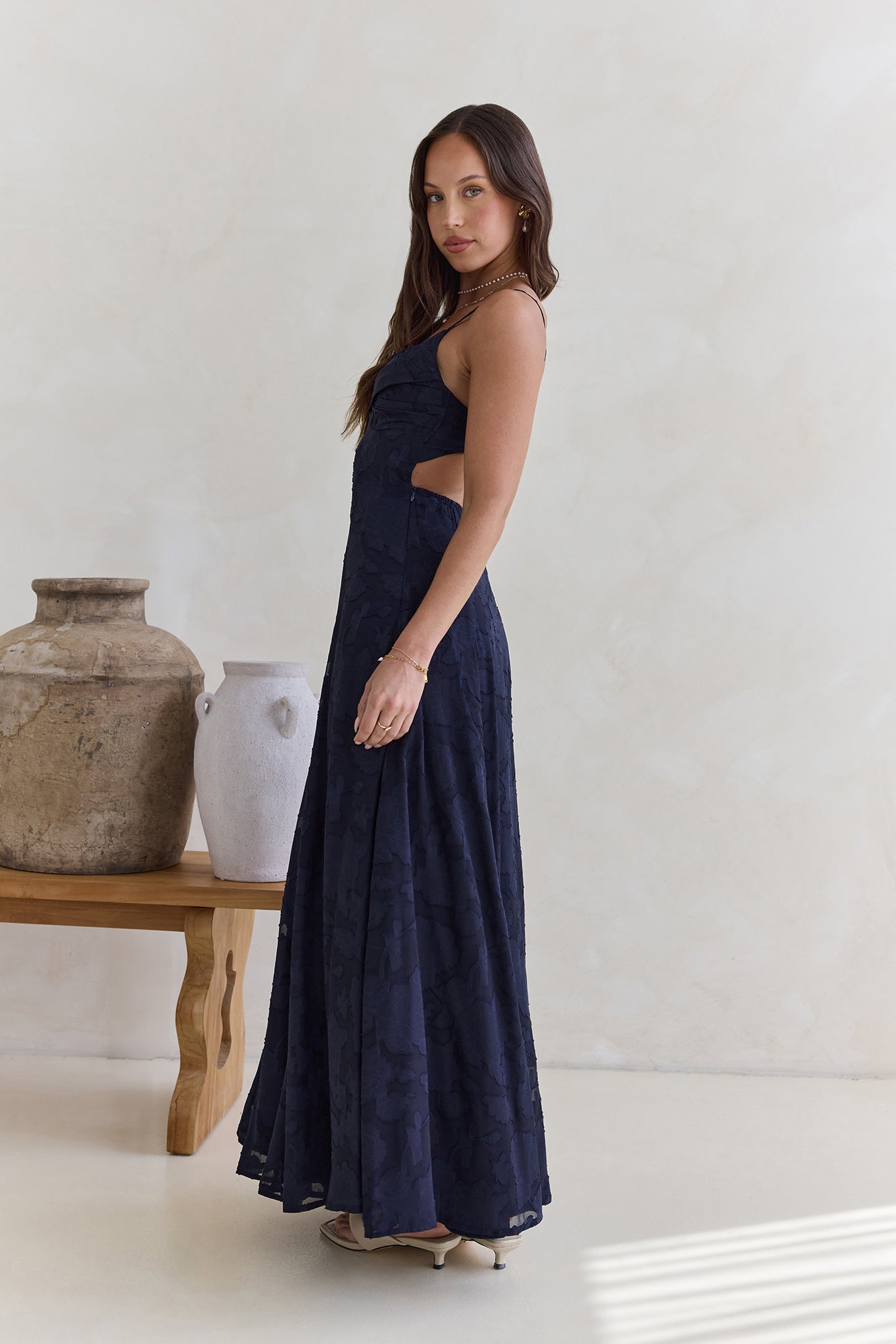 Ophelia Paradise Maxi Dress in Soft Yellow The Skies Maxi Dress Navy 4