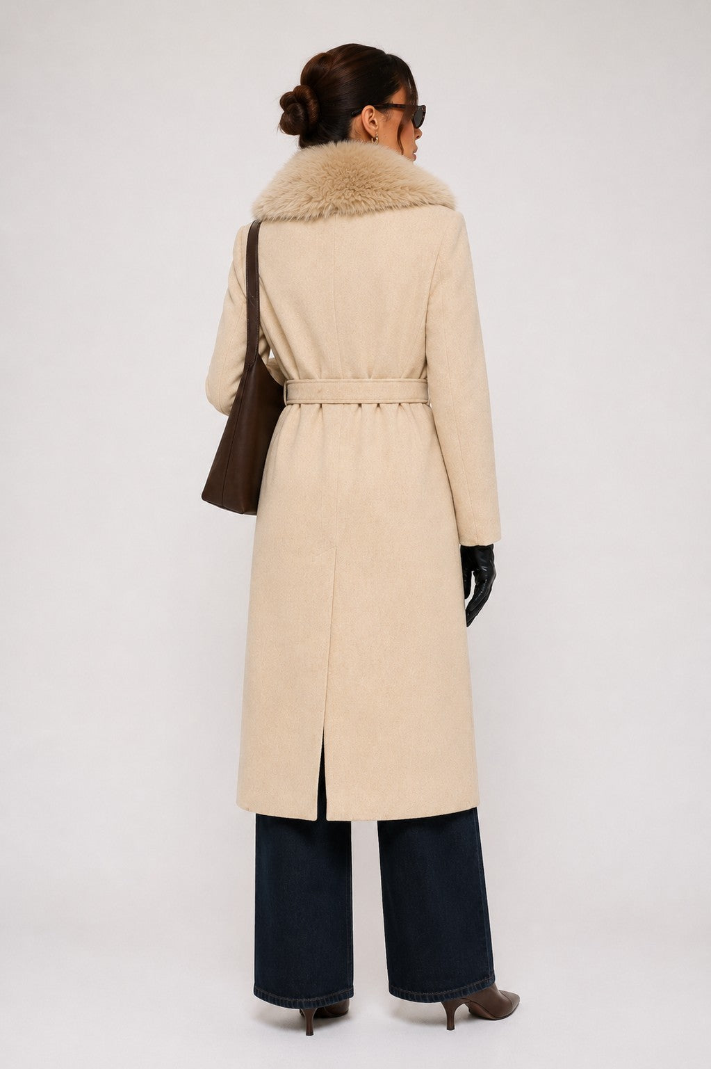 Monarch Faux Fur-Collar Coat D. Red 3