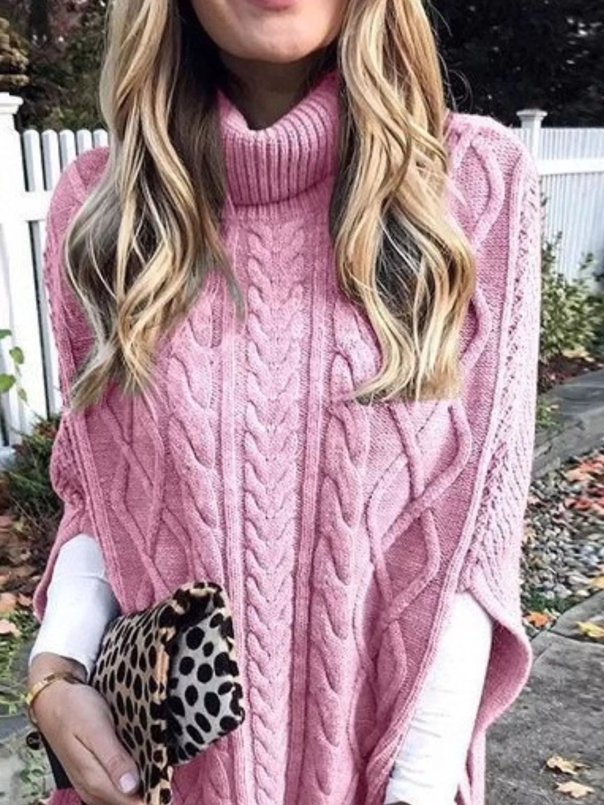 Margot Turtleneck Sweater Poncho Grey 2