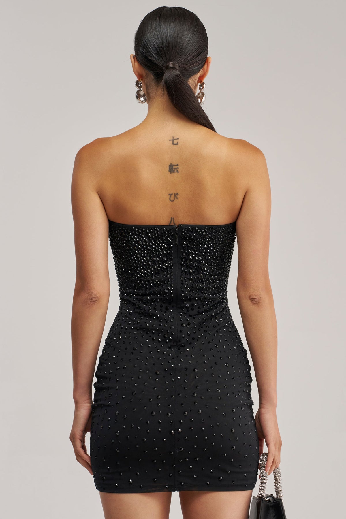 Akira Rhinestone Mini Dress in Black BLACK 5
