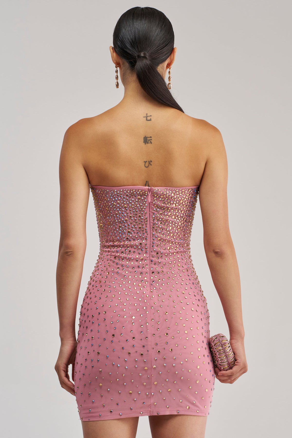 Akira Rhinestone Mini Dress in Black MAUVE 4