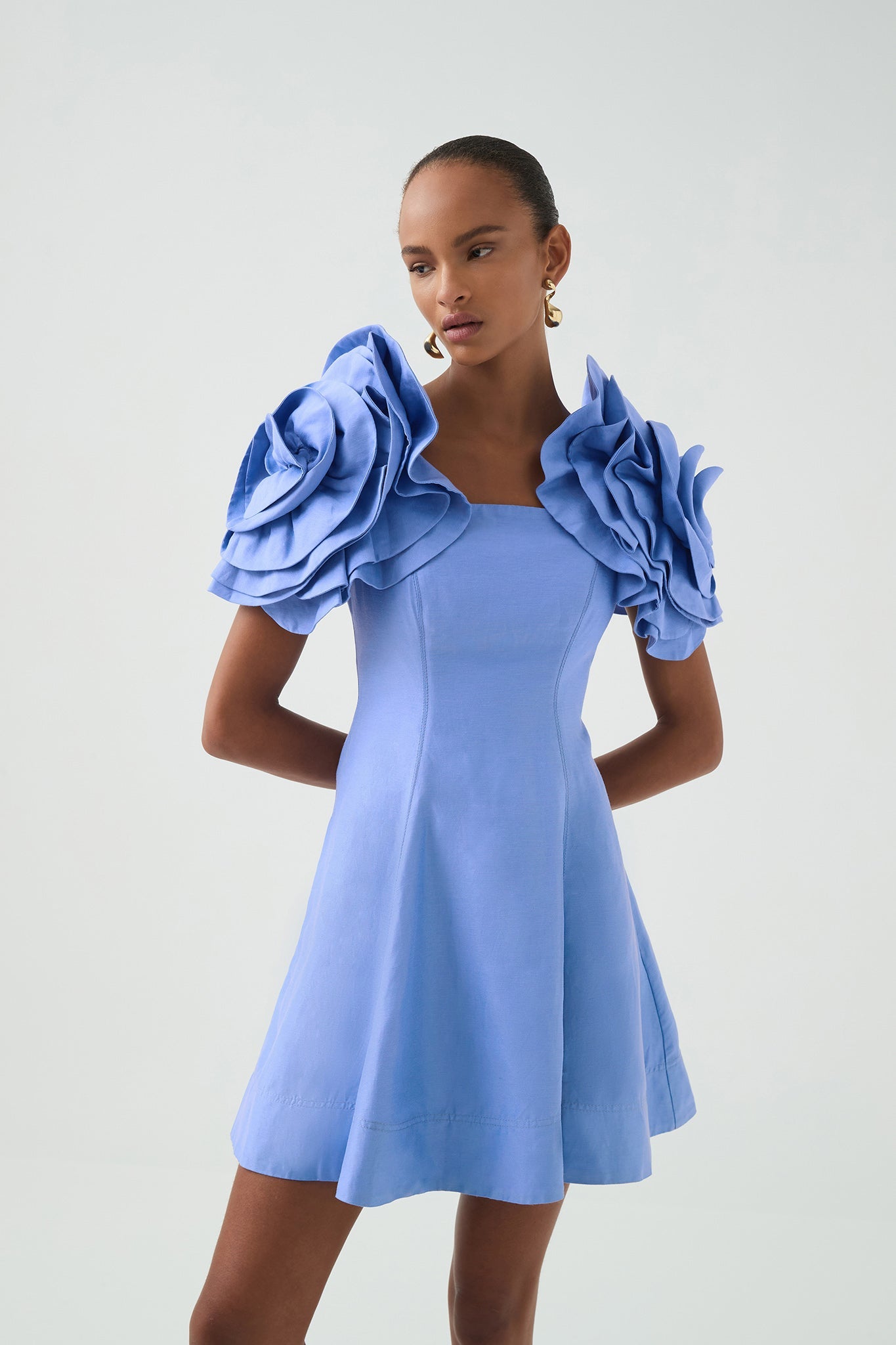 Twyla Silk Mini Dress OYSTER BLUE 3