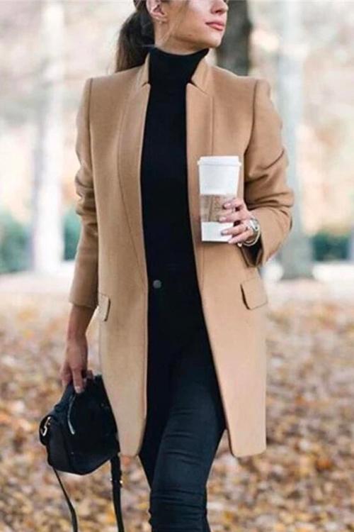 Eleanor Stand Collar Coat Dress Black 1