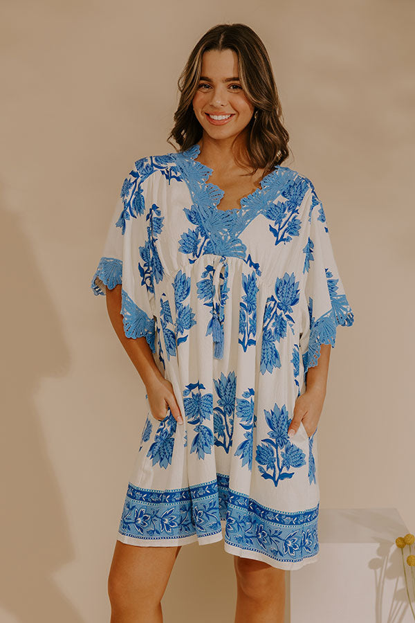 Amelie Floral Mini Dress Ocean Blue 2