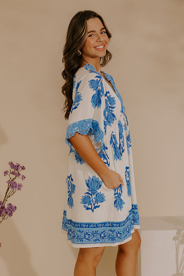 Amelie Floral Mini Dress Ocean Blue 4