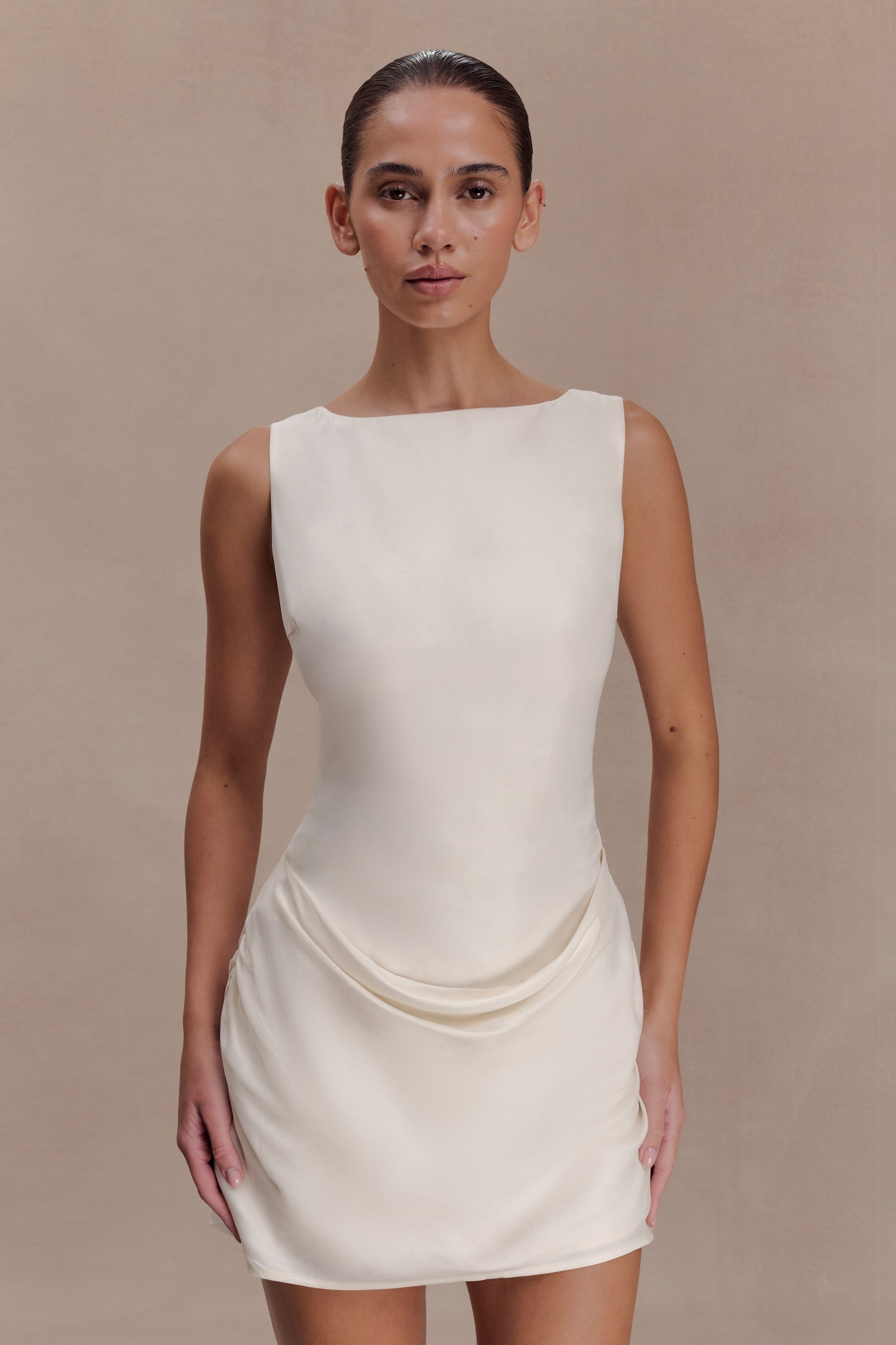 Bexley Draped Mini Dress in Dark Chocolate Dark Chocolate 20