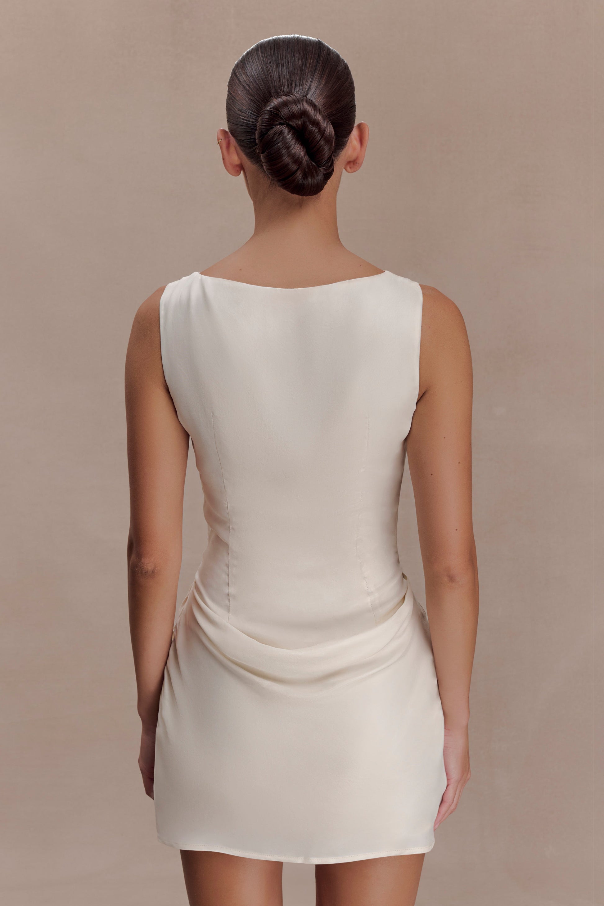 Bexley Draped Mini Dress in Dark Chocolate Dark Chocolate 19