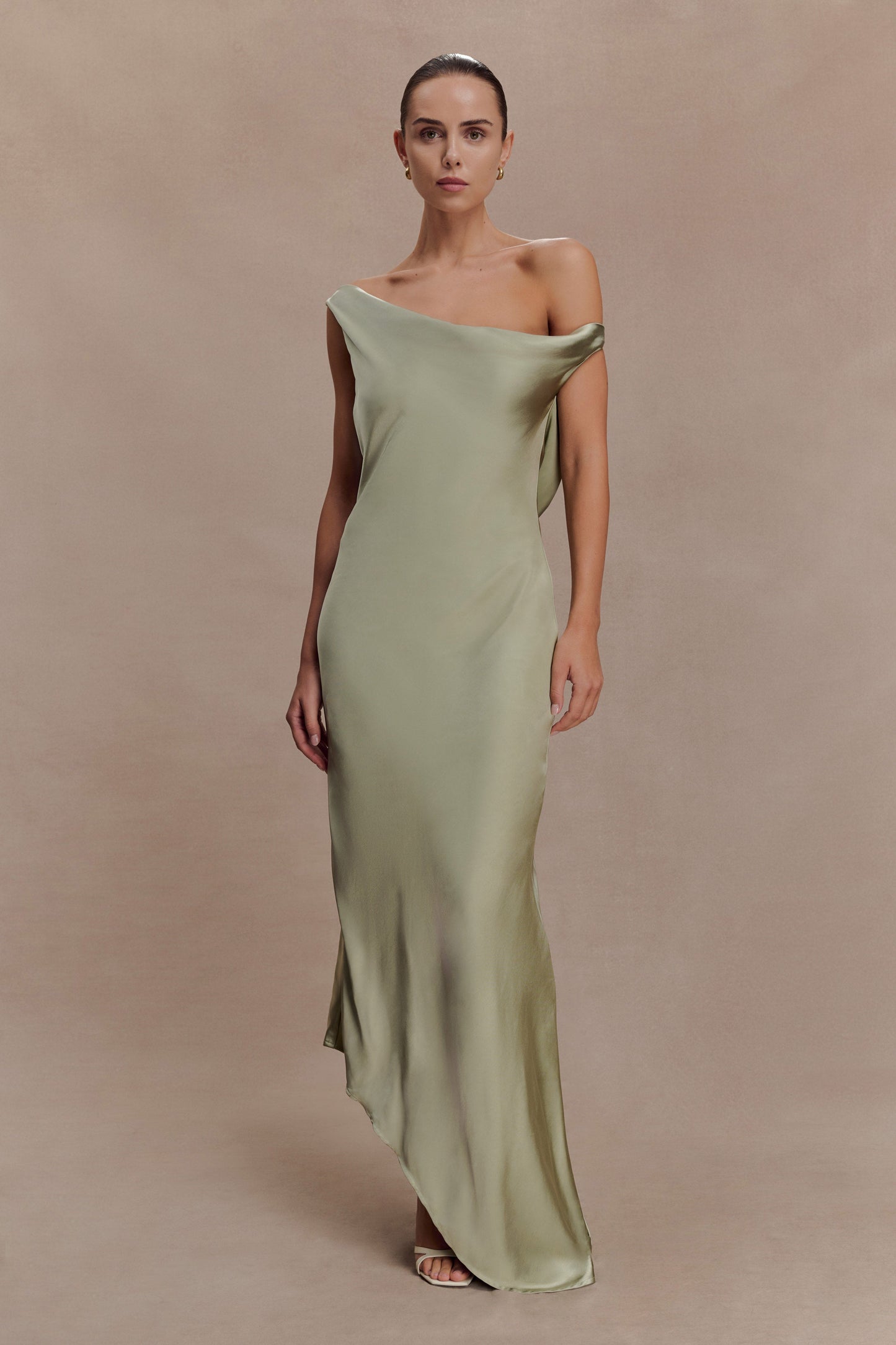 Yvette Asymmetrical Slip Maxi Dress in Emerald Emerald 29