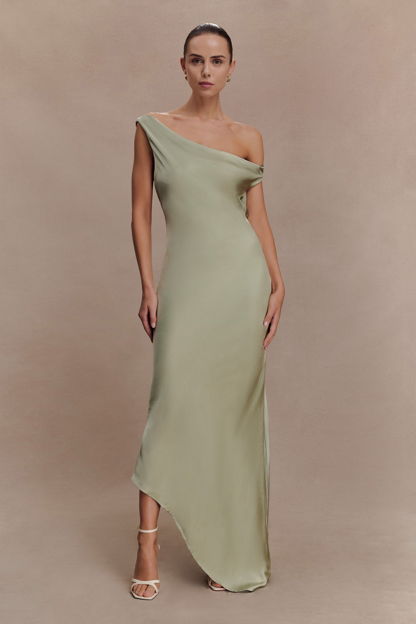 Yvette Asymmetrical Slip Maxi Dress in Emerald Emerald 27