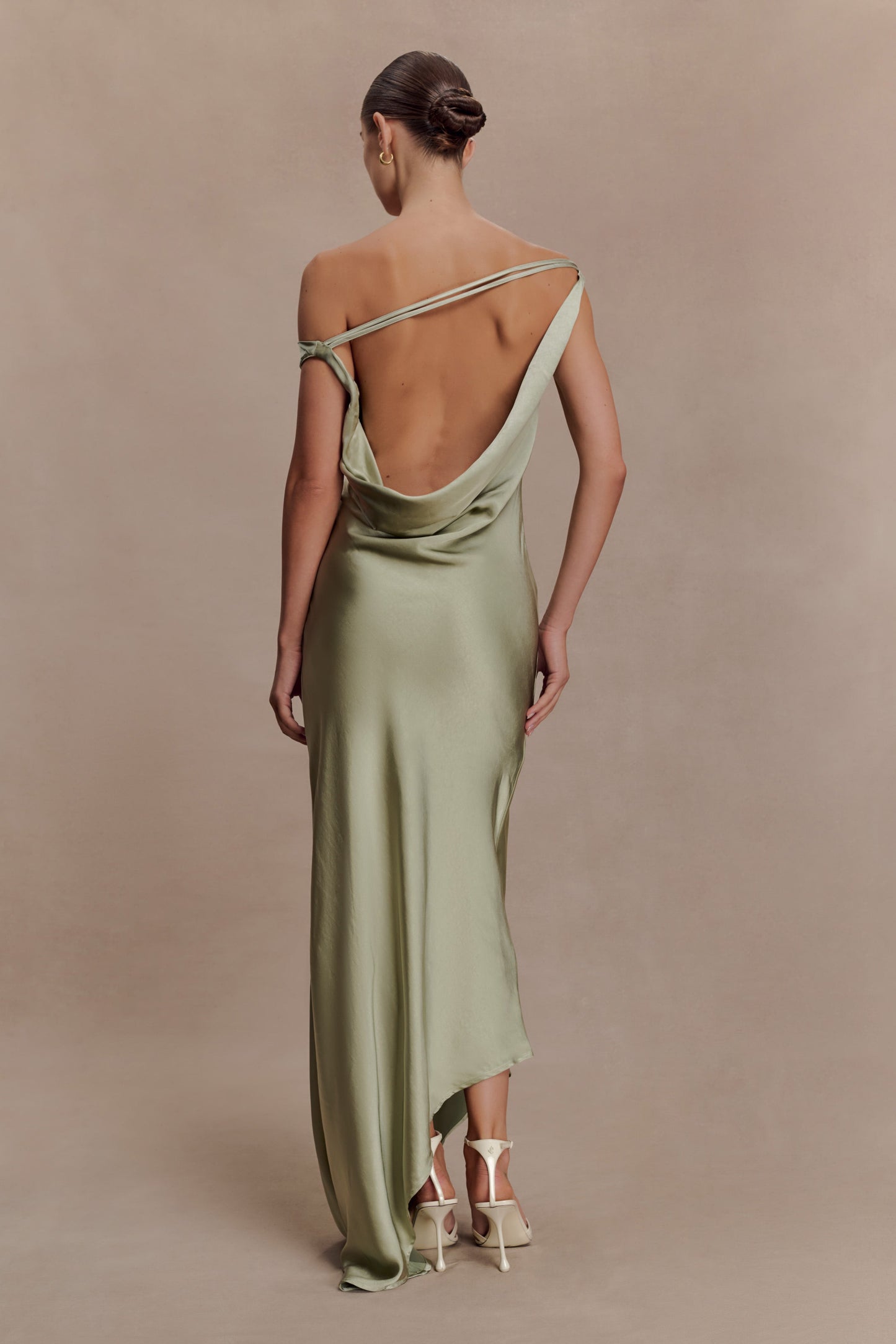 Yvette Asymmetrical Slip Maxi Dress in Emerald Emerald 26
