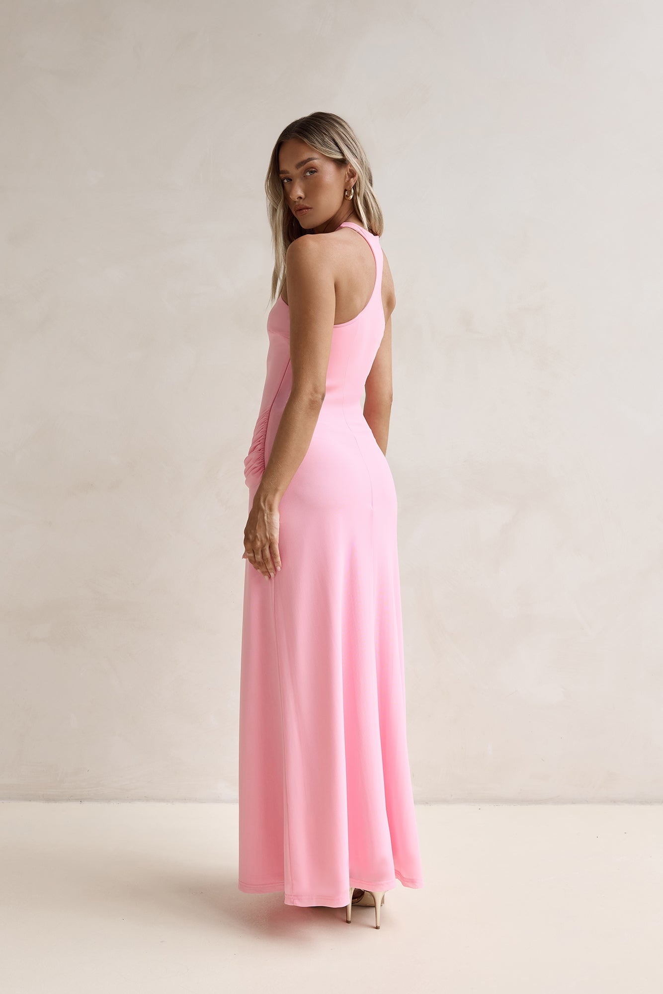 Ophelia Paradise Maxi Dress in Soft Yellow Dreams Mesh Maxi Dress Pink 8