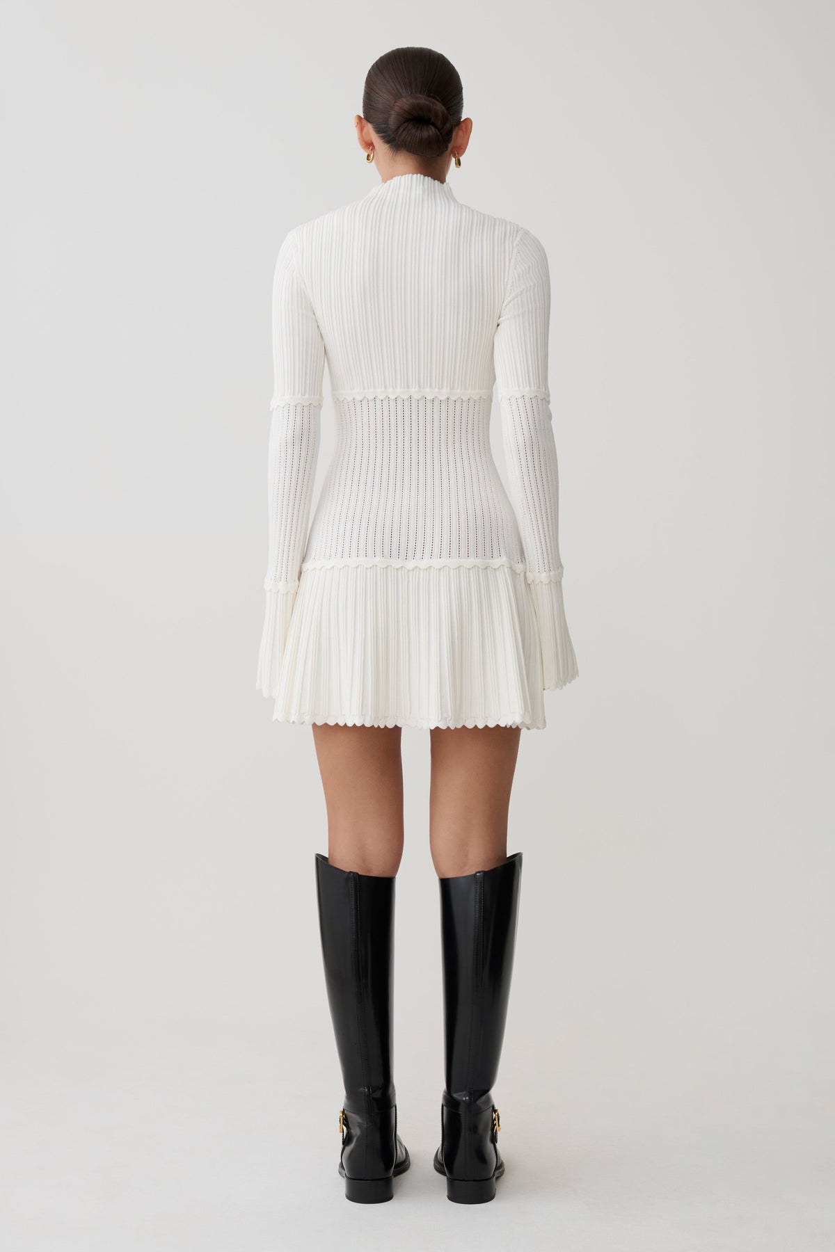 Adena Pointelle Knit Mini Dress Ivory 2