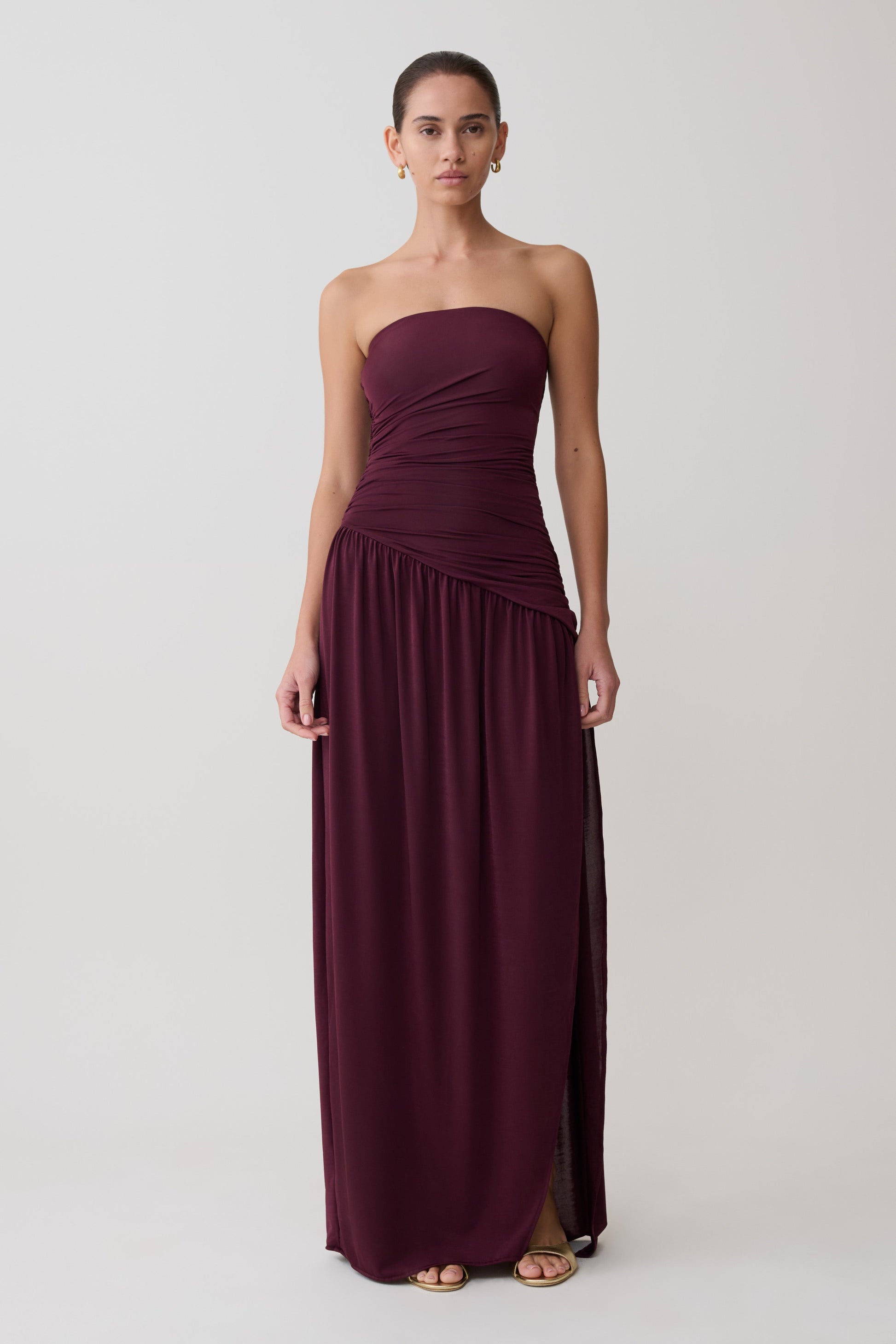 Bex Burgundy Slinky Maxi Dress Burgundy 4