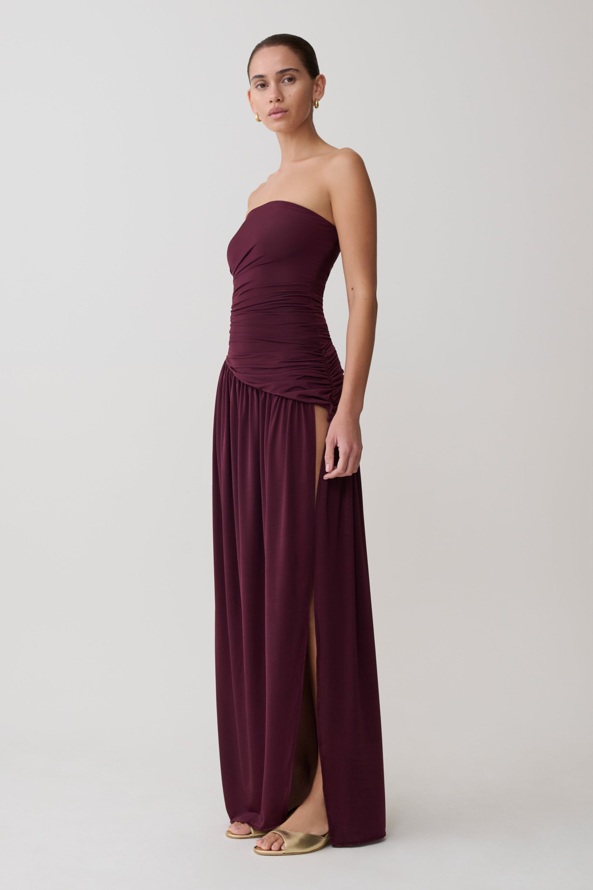 Bex Burgundy Slinky Maxi Dress Burgundy 3