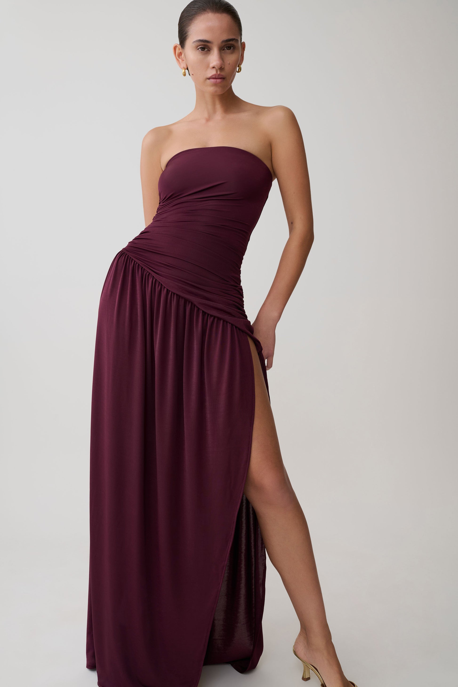Bex Burgundy Slinky Maxi Dress Burgundy 5