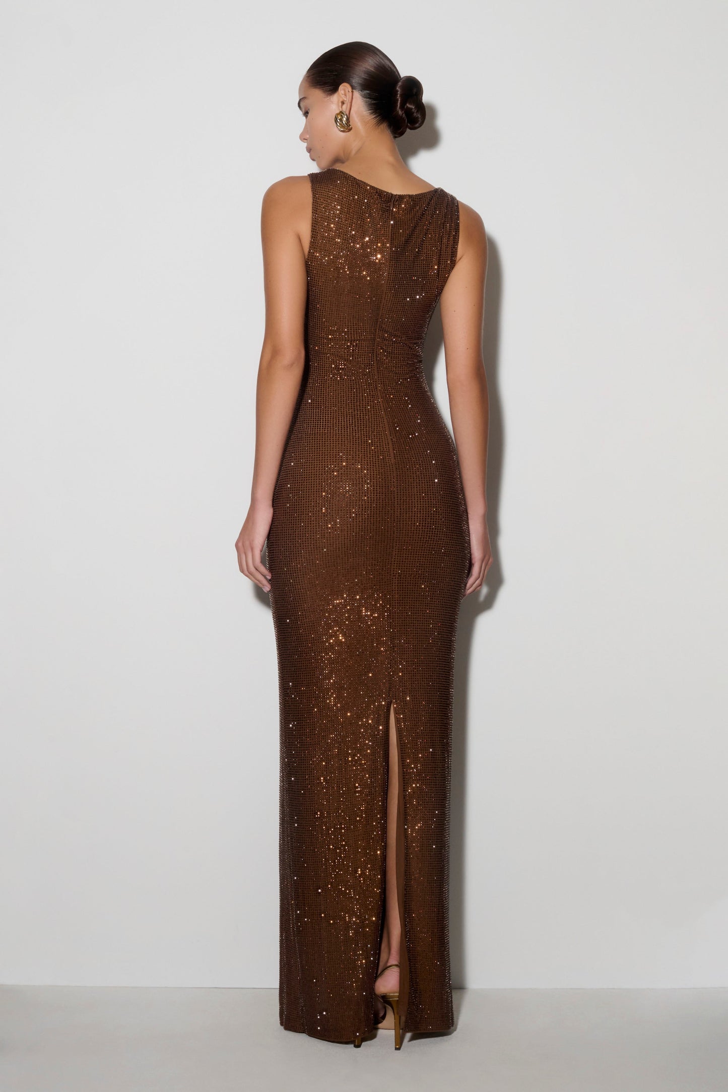 Magnolia Diamante Sleeveless Maxi Dress in Chocolate Chocolate 4